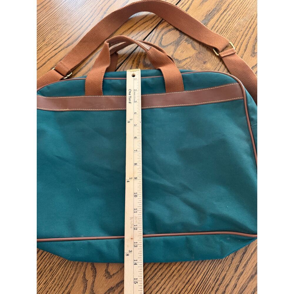 VTG Polo Ralph Lauren Shoulder Laptop Messenger Bag Green Brown Travel - Picture 3 of 5